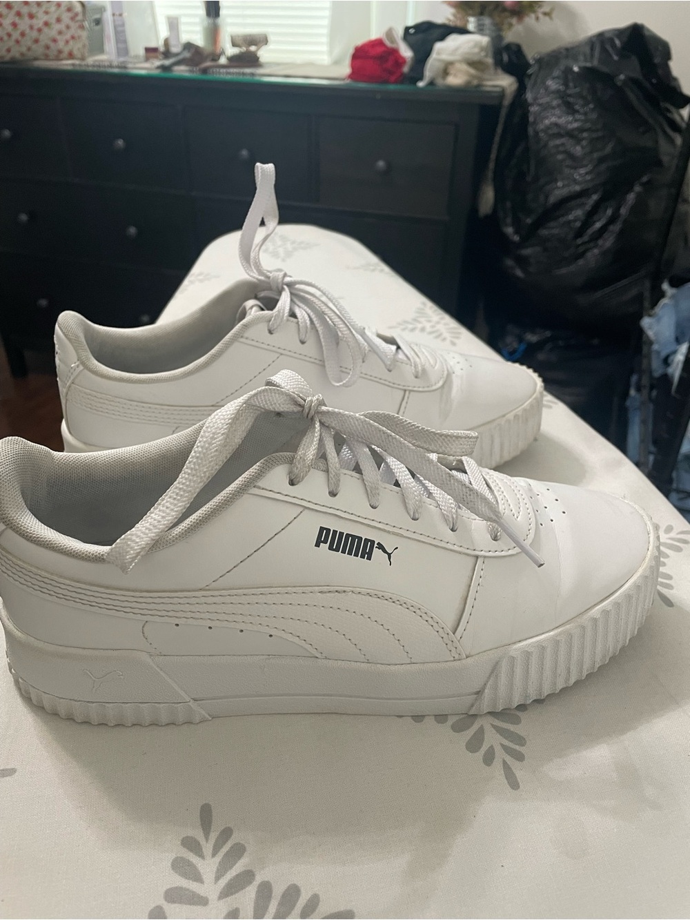 Puma White Low-Top Platform Sneakers